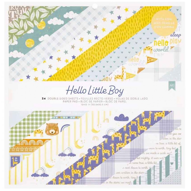 Set De Papeles Hello Little Boy 12 X 12 (24 Hojas)