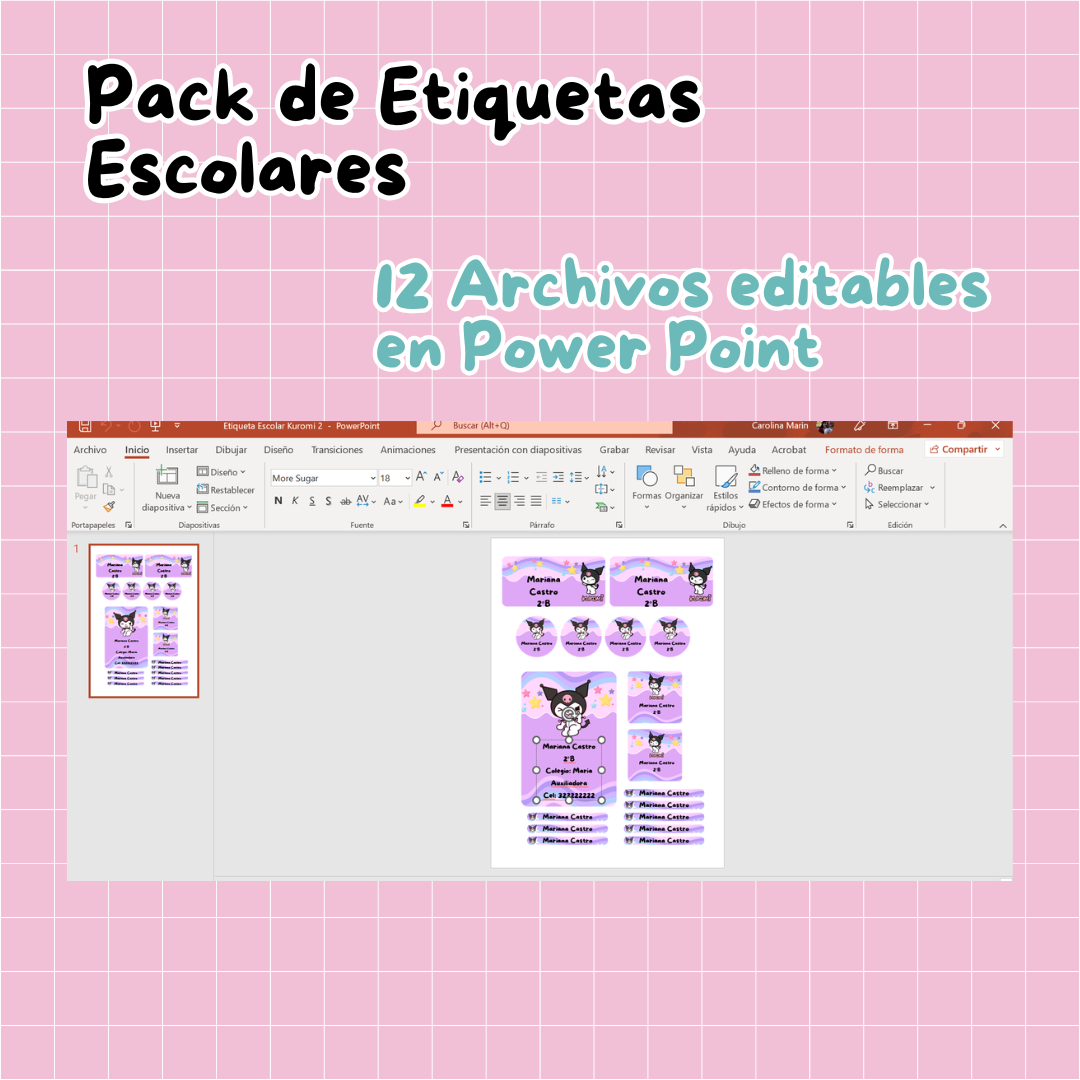 PACK DE 64 ETIQUETAS ESCOLARES (ARCHIVO DIGITAL)