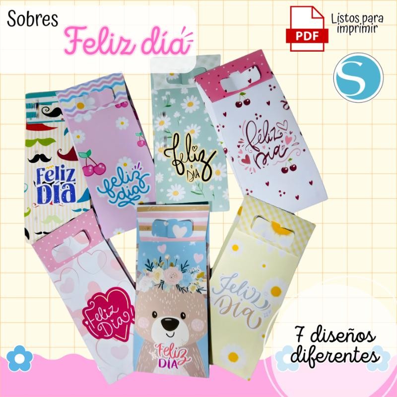 Sobres Feliz Día – Archivo Digital (7 Diseños | PDF + Silhouette Studio)