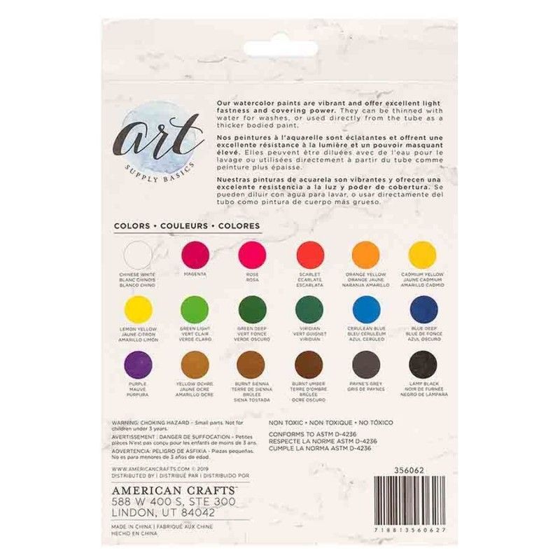 Pintura Acuarela Profesional Asb (18 Pcs)