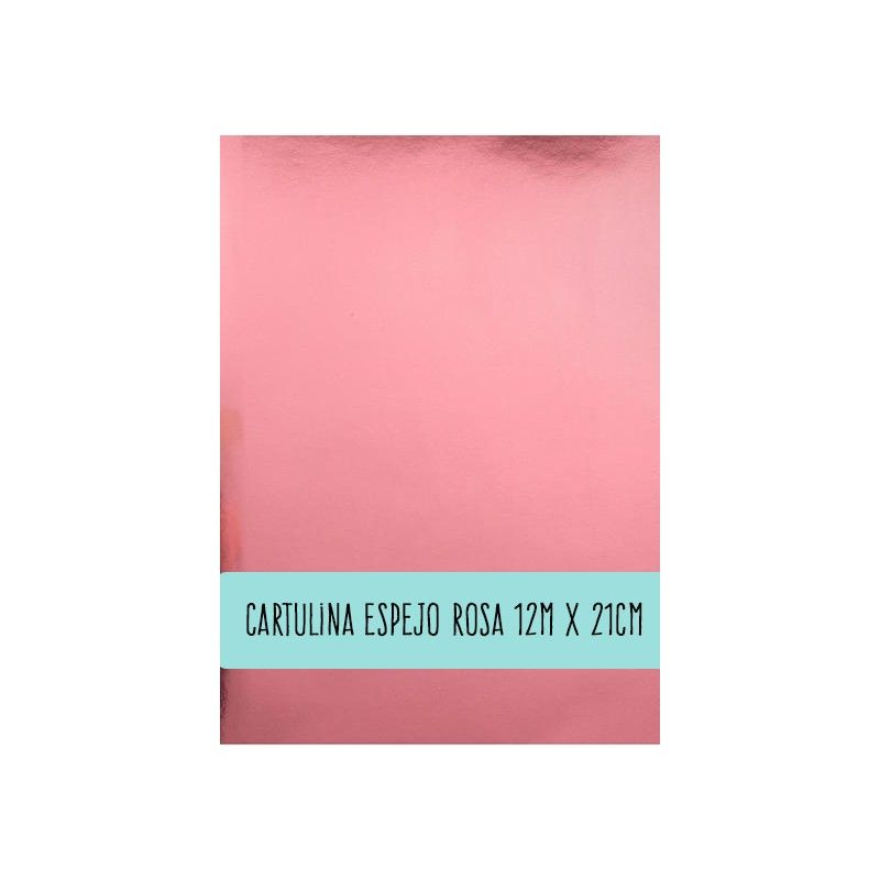 CARTULINA ESPEJO METALIZADA ROSA 12cm x 21cm (10 PCS)