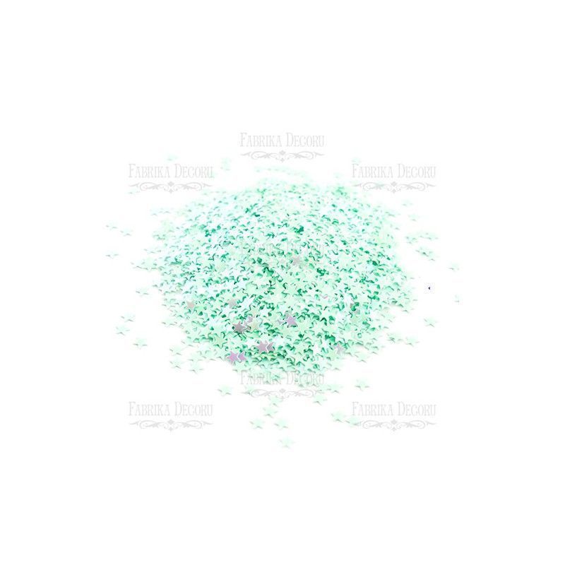 Lentejuelas Mini Estrellas Color Menta Con Nacar Rosa