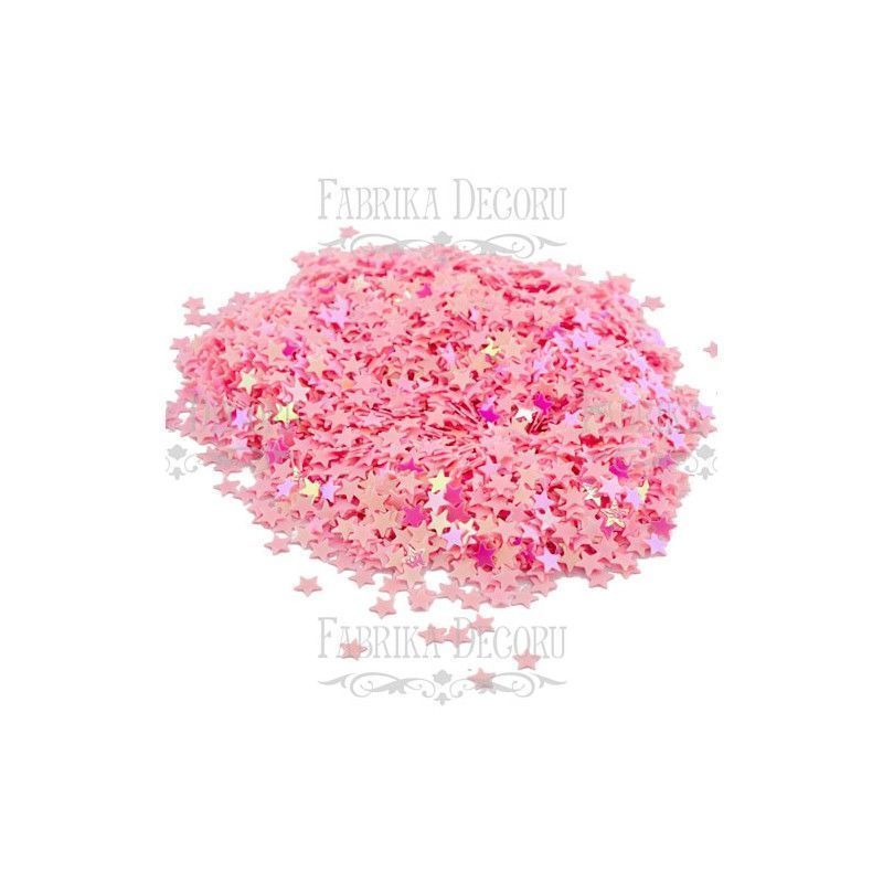 Lentejuelas Mini Estrellas Color Rosa Con Nacar Dorado