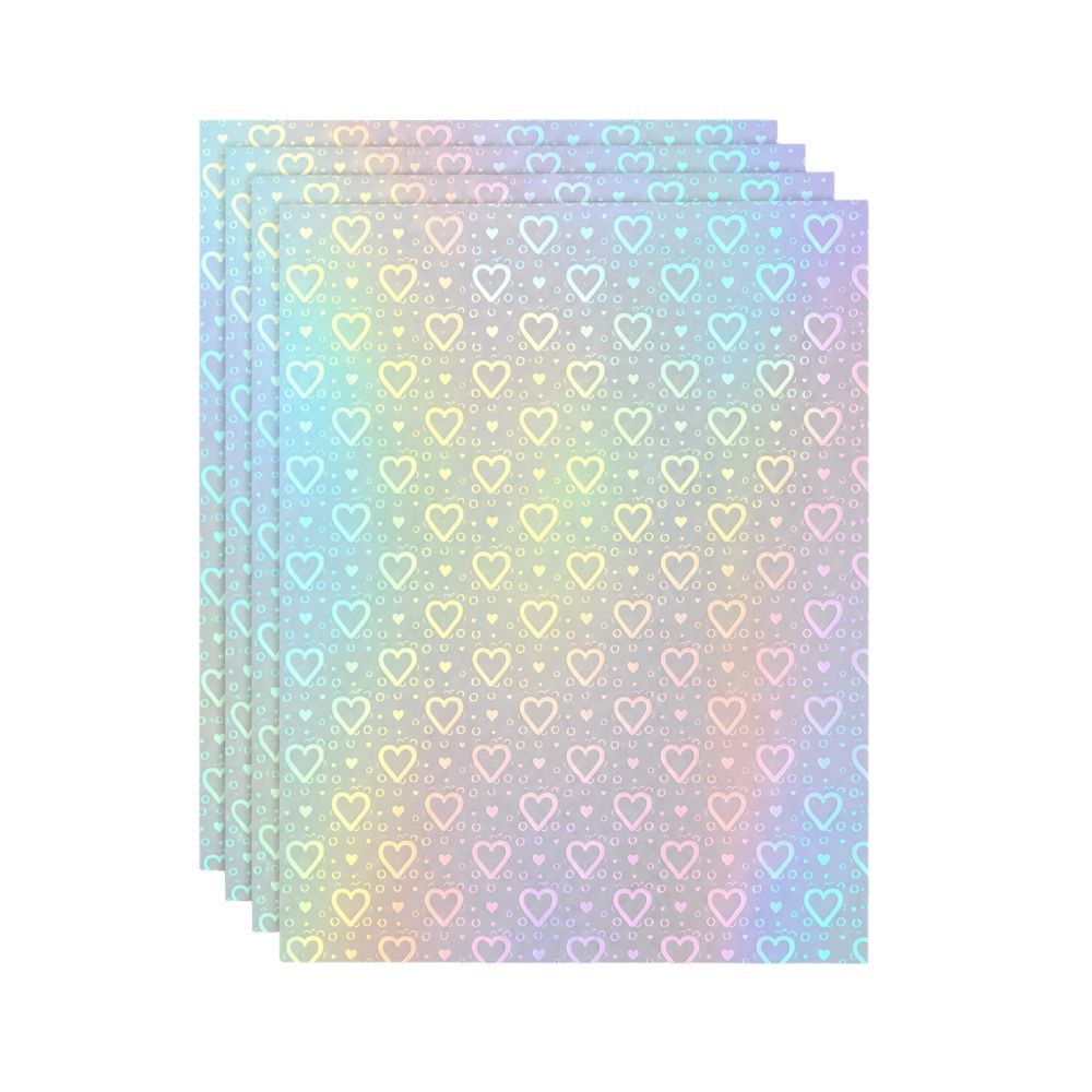 Laminado en Frío Vinilo Holográfico Transparente Corazones Bindy (50 Hojas)