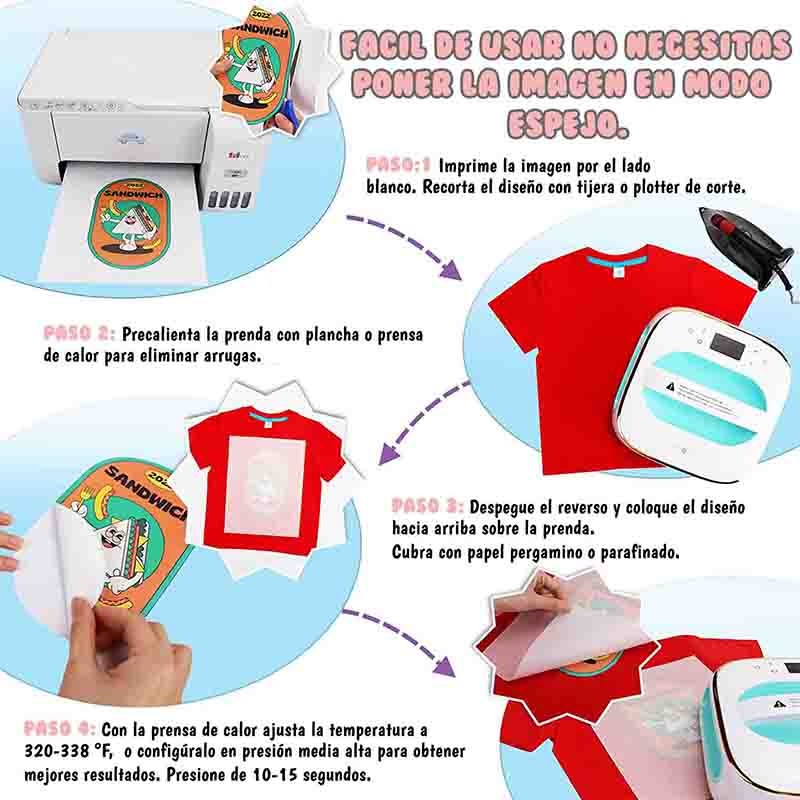 Papel Transfer Inkjet Textiles Oscuros Carta (5 Hojas)