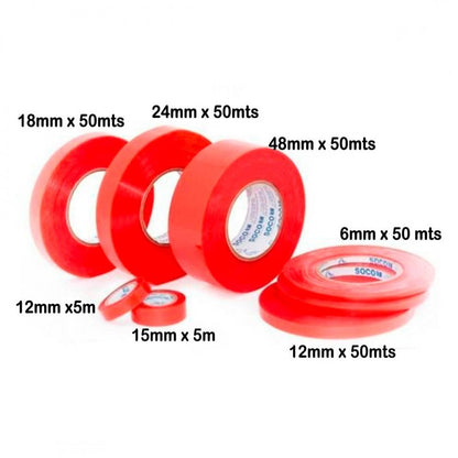 Cinta Doble Faz Roja 18 X 5 Mts