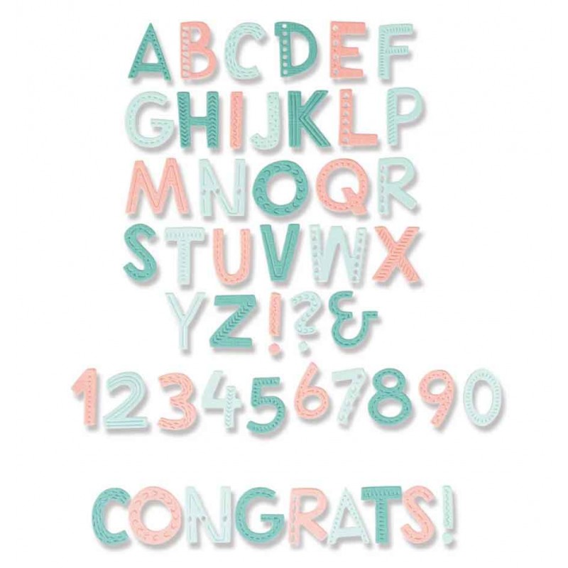 Troquel Thinlits Abecedario Y Numeros De Sizzix