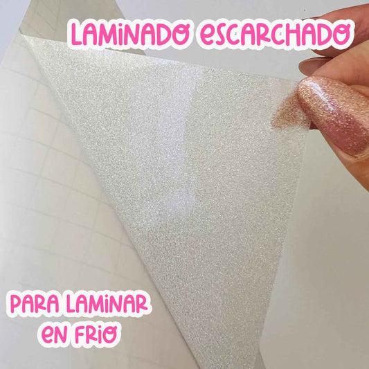 LAMINADO EN FRIO VINILO TRANSPARENTE ESCARCHADO (10 HOJAS)