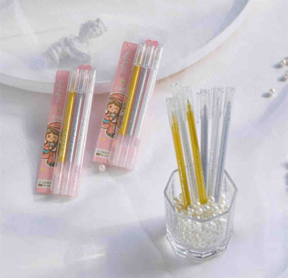 Set Esferos Metalizados Blanco, Dorado Y Plata