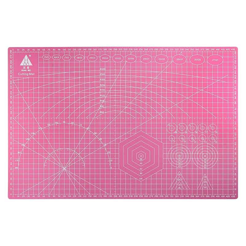 Tapete de corte rosa A3, detalle de cuadrícula