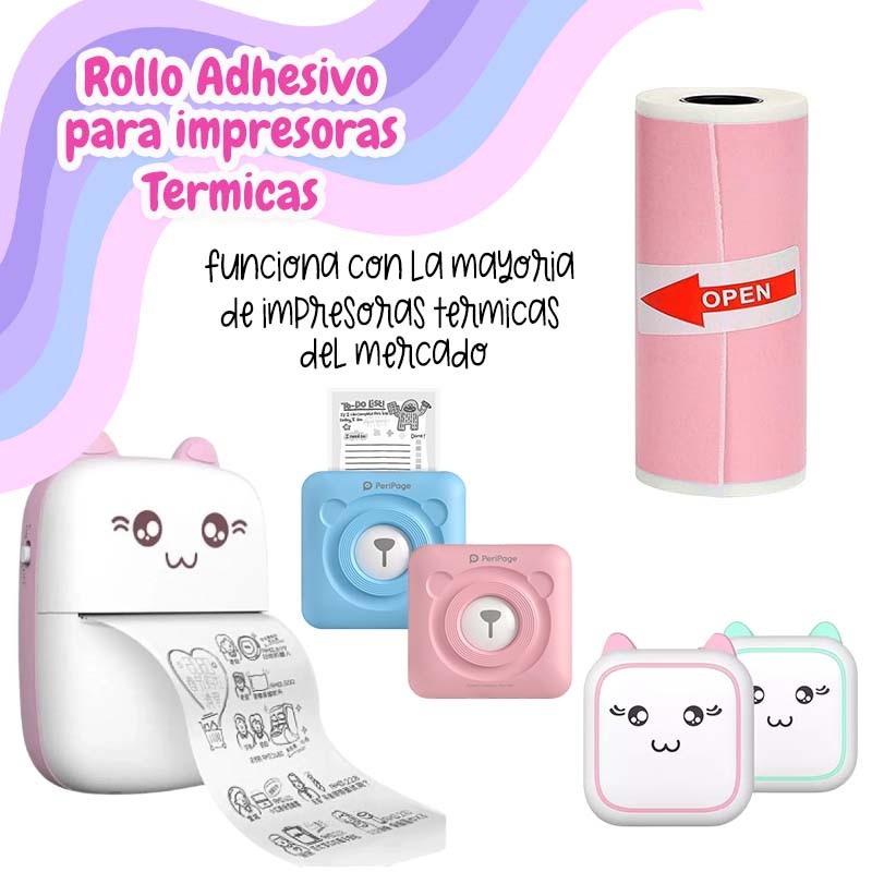 Rollo De Papel Termico Adhesivo Rosado 57Mm – Tienda Vainilla Scrap
