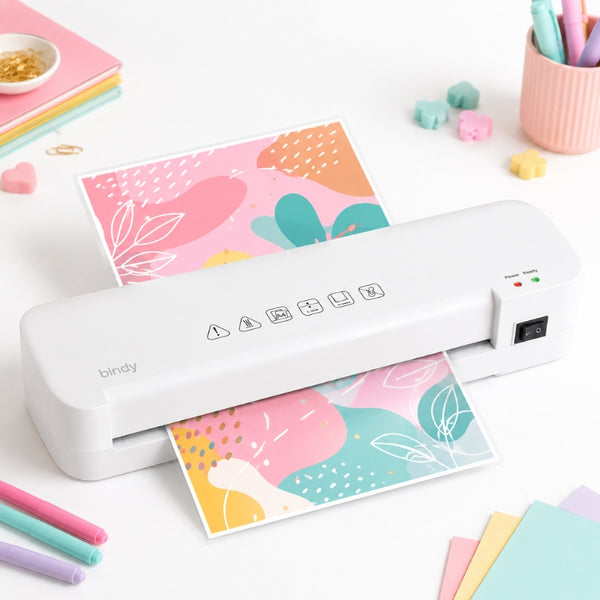 Laminadora A4 Bindy Blanca, vista frontal