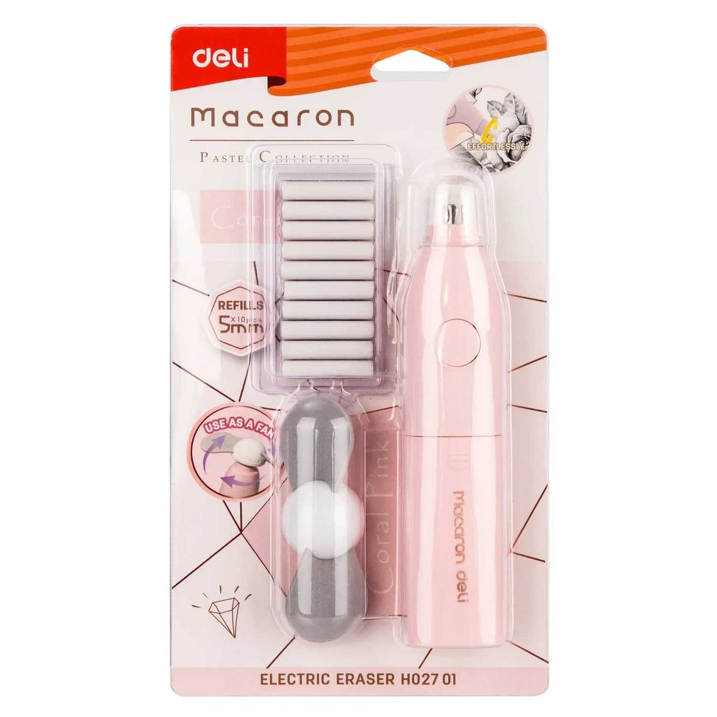 Borrador Eléctrico Deli Macaron Rosa