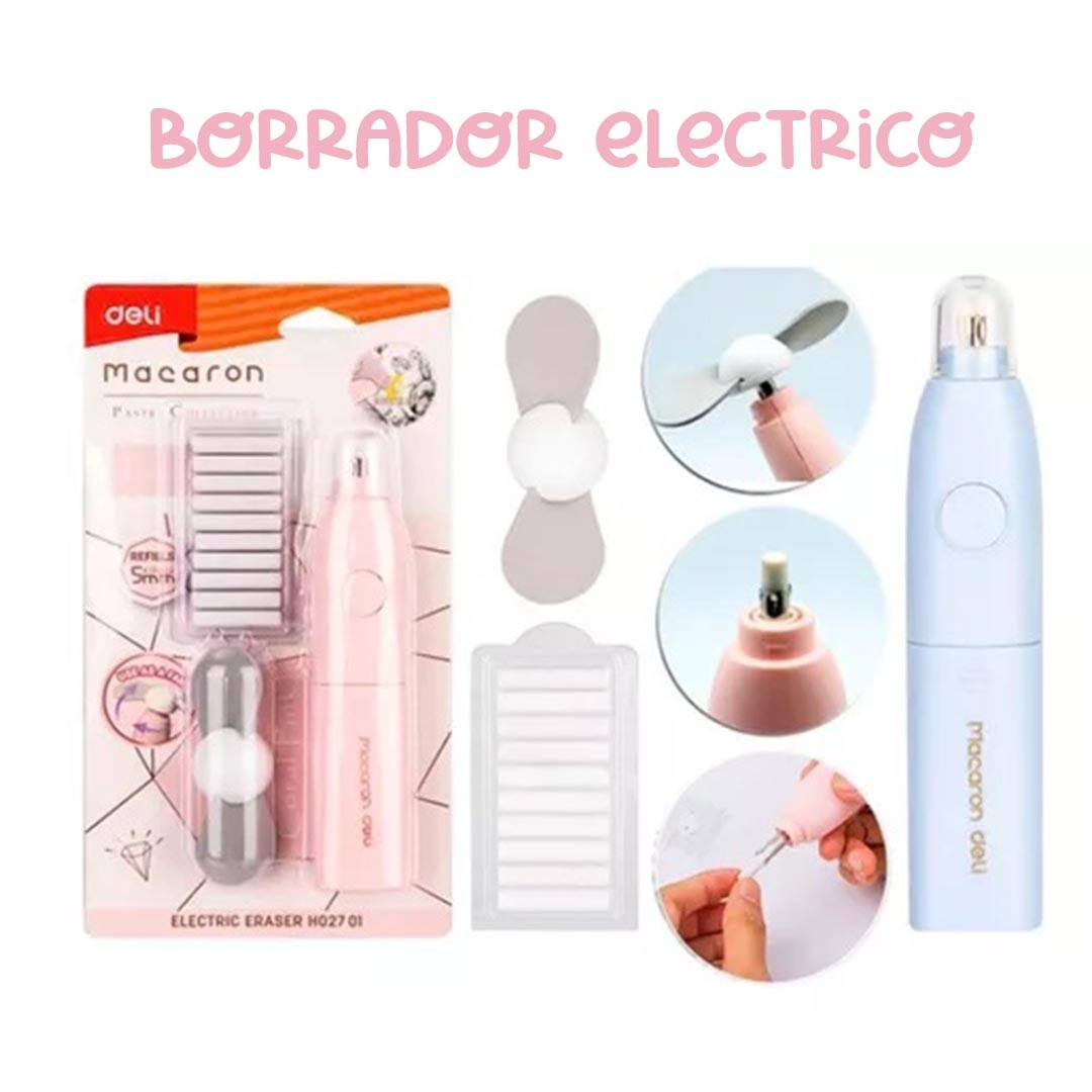 Borrador Eléctrico Deli Macaron Rosa