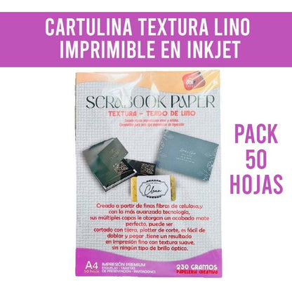 Papel Scrapbook Imprimible Textura Lino A4 (50 PCS)