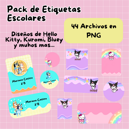 PACK DE 64 ETIQUETAS ESCOLARES (ARCHIVO DIGITAL)