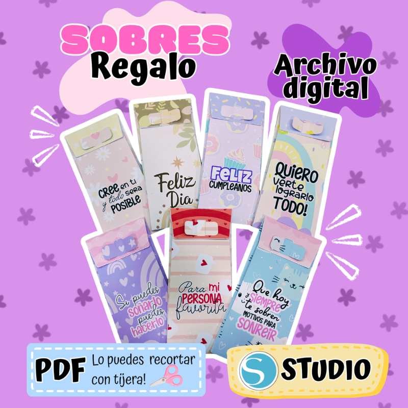 Archivo Digital Sobres De Dinero Para Regalo (7 Estilos Diferentes)