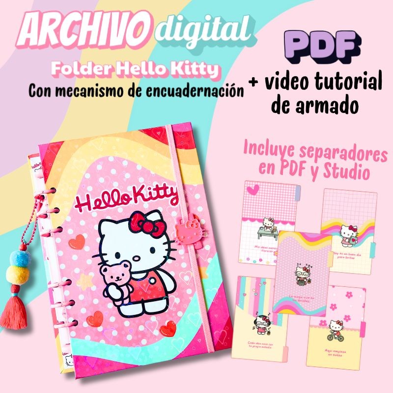 Archivo Digital Folder Hello Kitty Con Mecanismo De Encuadernación
