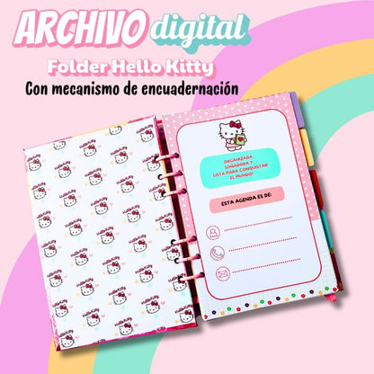 Archivo Digital Folder Hello Kitty Con Mecanismo De Encuadernación