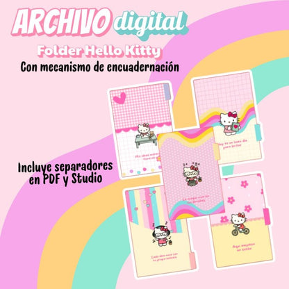 Archivo Digital Folder Hello Kitty Con Mecanismo De Encuadernación