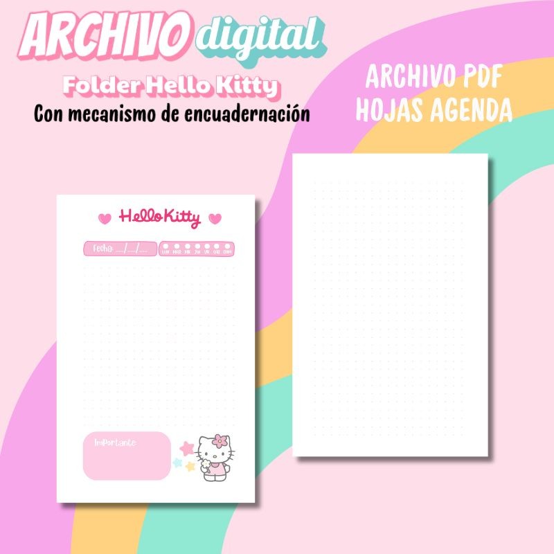 Archivo Digital Folder Hello Kitty Con Mecanismo De Encuadernación