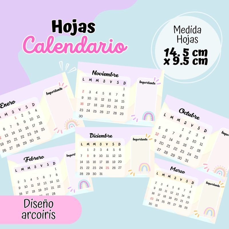 Archivo Digital Calendario Arco Iris 2026