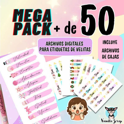 Mega Pack De 50 Plantillas De Etiquetas Para Velas