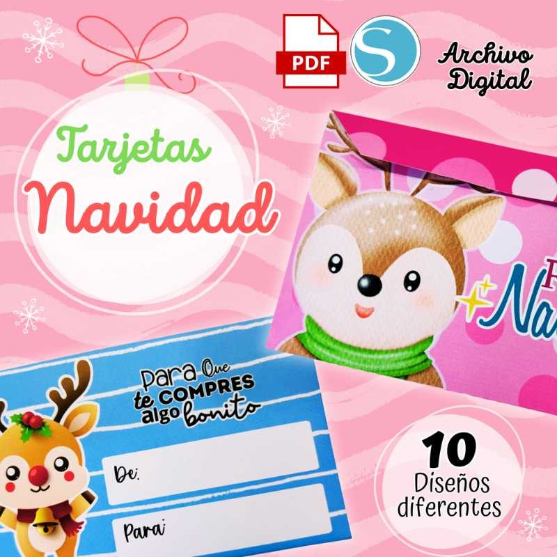 Archivo Digital Sobres De Navidad 10 Diseños