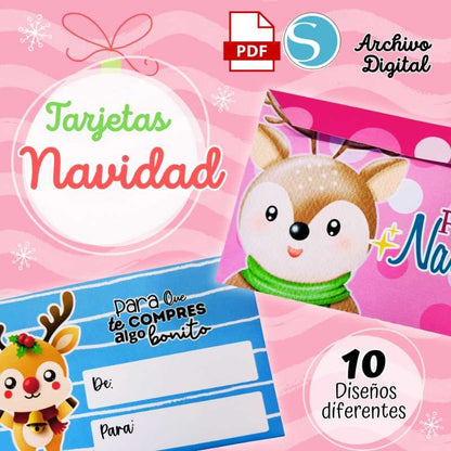 Archivo Digital Sobres De Navidad 10 Diseños