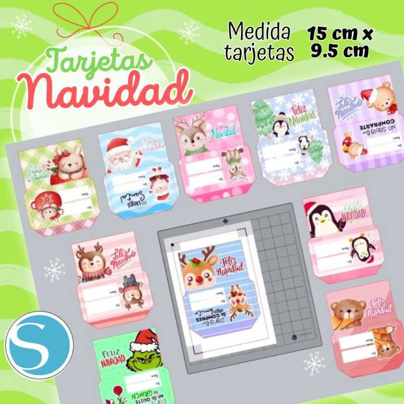 Archivo Digital Sobres De Navidad 10 Diseños