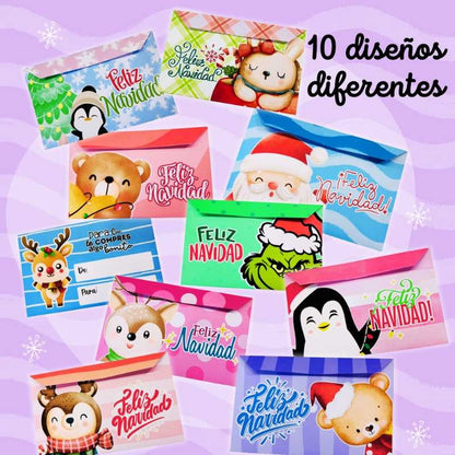 Archivo Digital Sobres De Navidad 10 Diseños
