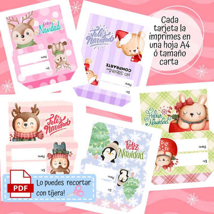 Archivo Digital Sobres De Navidad 10 Diseños