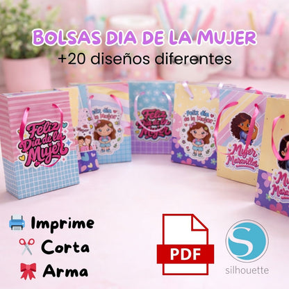 Bolsas de Regalo Día de la Mujer | +20 Diseños | Archivo Silhouette y PDF