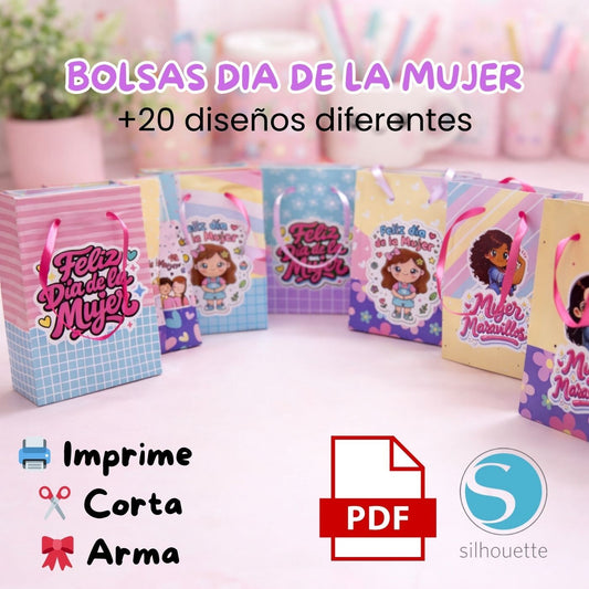 Bolsas de Regalo Día de la Mujer | +20 Diseños | Archivo Silhouette y PDF
