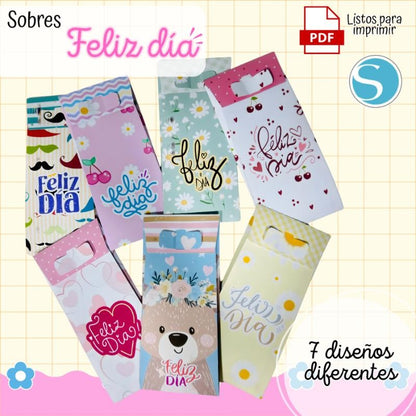 Sobres Feliz Día – Archivo Digital (7 Diseños | PDF + Silhouette Studio)