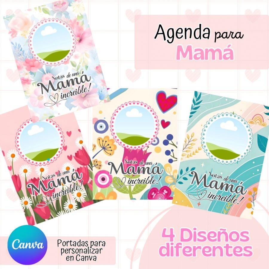 Agenda para Mamá – Archivo Digital PDF (Tamaño A5 | 4 Diseños)