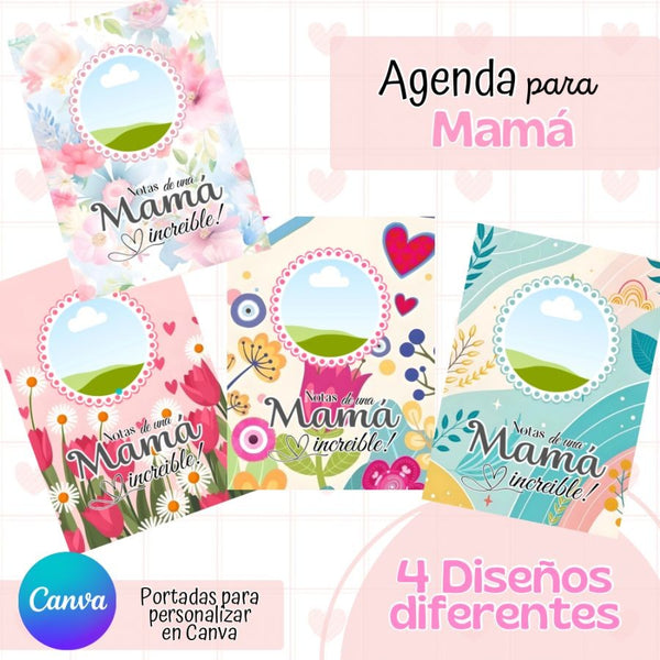 Agenda para Mamá – Archivo Digital PDF (Tamaño A5 | 4 Diseños)