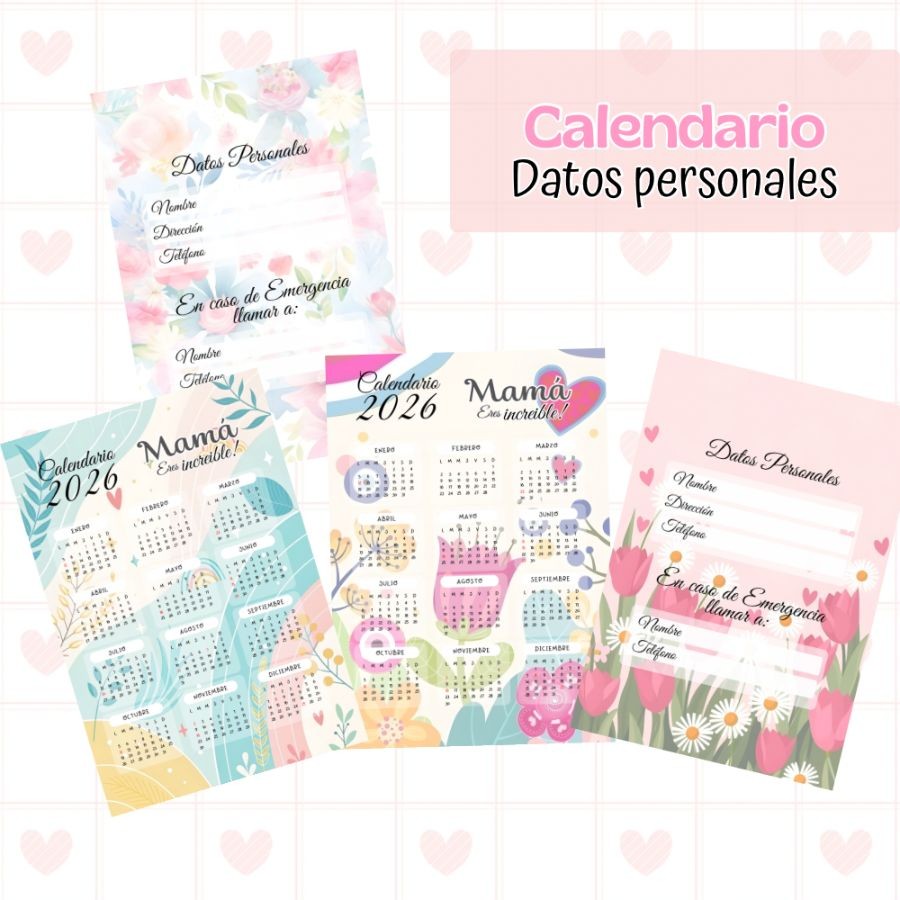 Agenda para Mamá – Archivo Digital PDF (Tamaño A5 | 4 Diseños)
