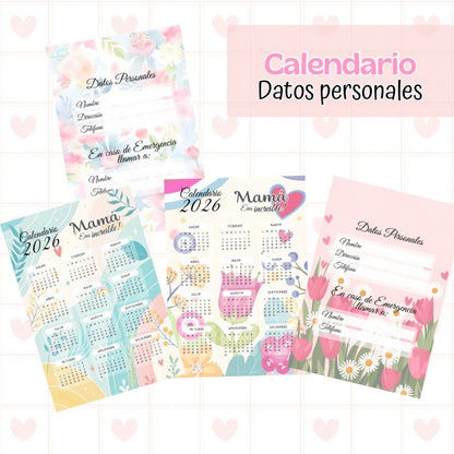 Agenda para Mamá – Archivo Digital PDF (Tamaño A5 | 4 Diseños)