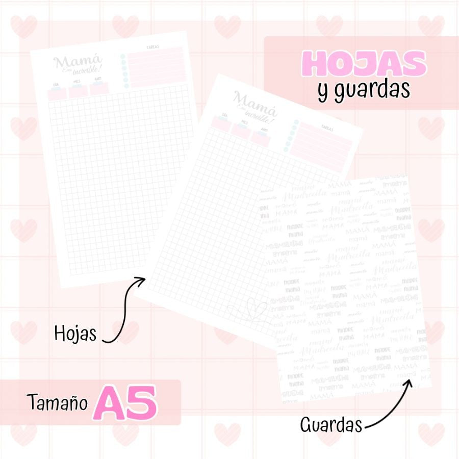 Agenda para Mamá – Archivo Digital PDF (Tamaño A5 | 4 Diseños)