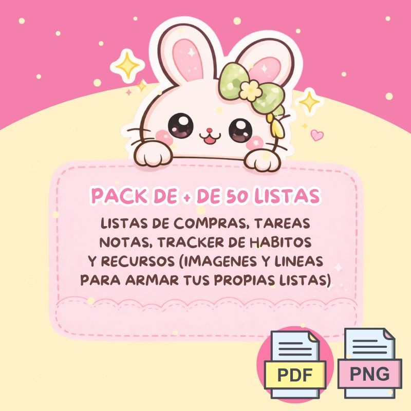 Pack de Listas /+50 Diseños (Compras, Tareas, Notas y Hábitos) | PNG