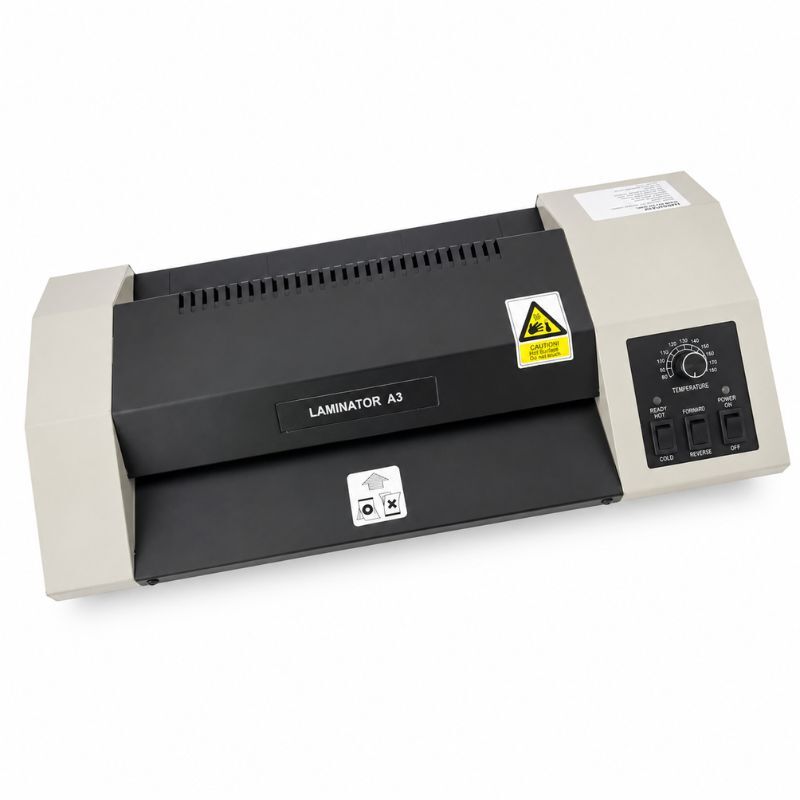Laminadora A3-330C, detalle de controles y pantalla