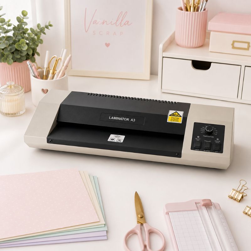 Laminadora A3-330C en uso laminando un documento
