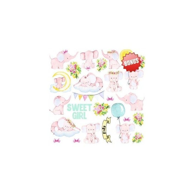 Papel Set My Little Elephant  20 Cm X 20 Cm (10 Pcs)