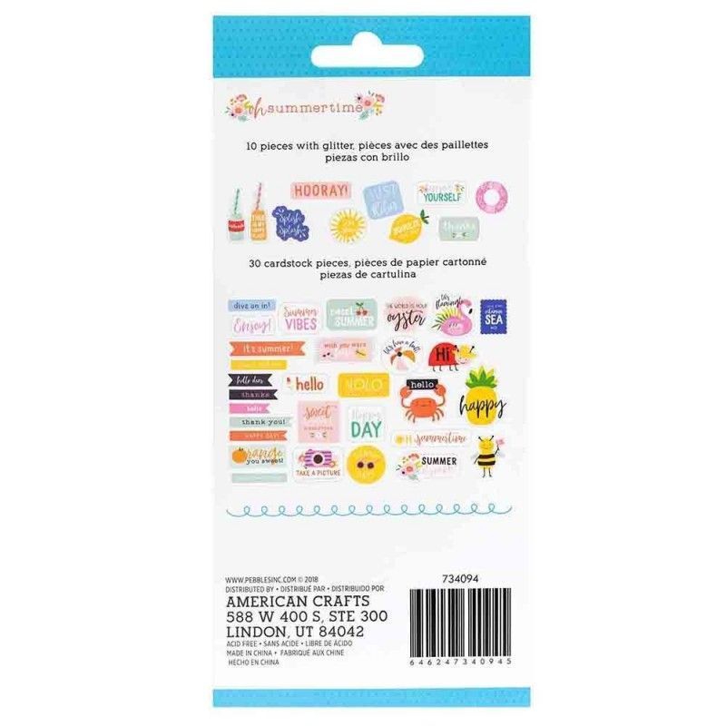 Die Cuts Summer Time Con Glitter Pebbles (40 Pcs)