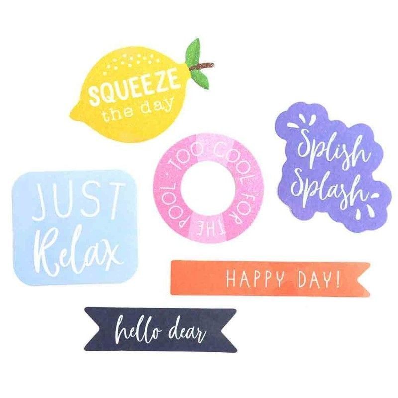 Die Cuts Con Frases Summer Time Pebbles (40 Pcs)