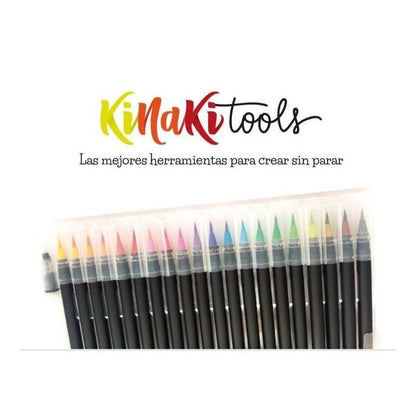 Marcadores Aqua Brush X 20 + Pincel Recargable Kinaki
