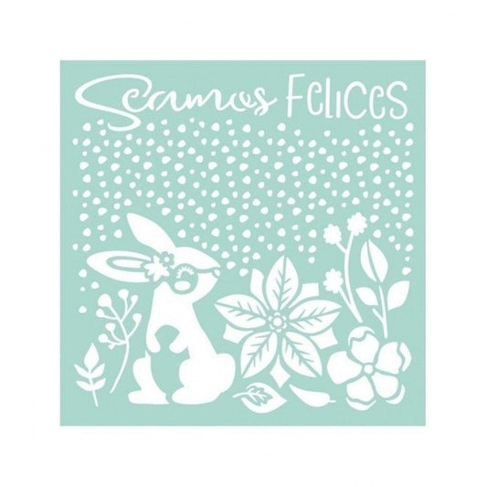 STENCIL SEAMOS FELICES (18 X 18 CM) by JOHANNA RIVERO