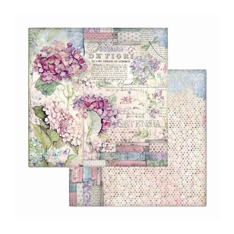 Bloc 10 Hojas Hortensia  (20 X 20 Cm) Doble Cara