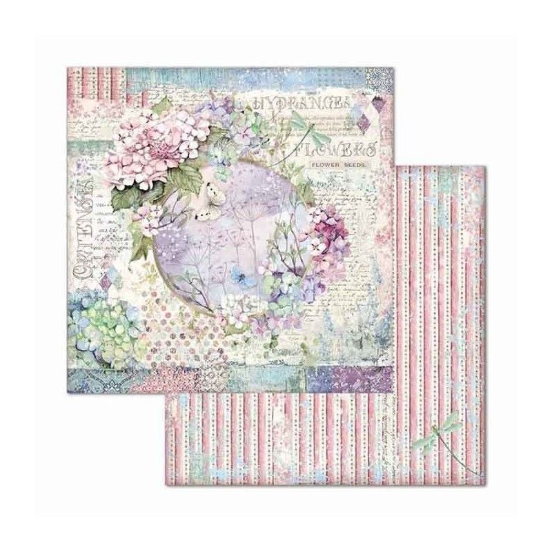Bloc 10 Hojas Hortensia  (20 X 20 Cm) Doble Cara